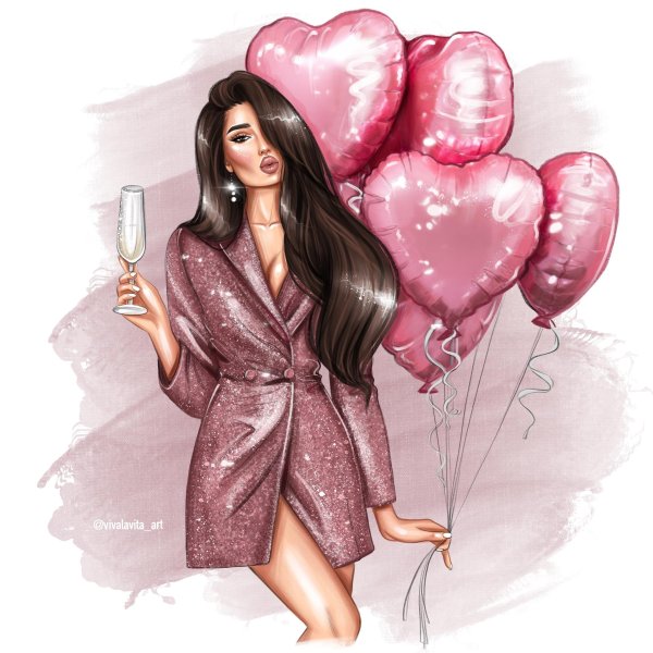 С девушками нарисованные с надписями