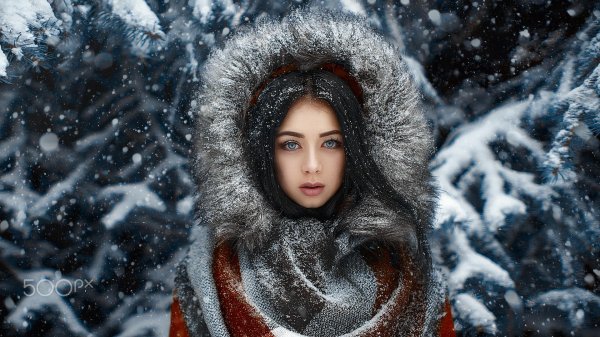 На рабочий стол зима и девушка