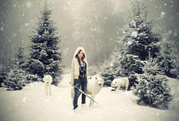 На рабочий стол зима и девушка