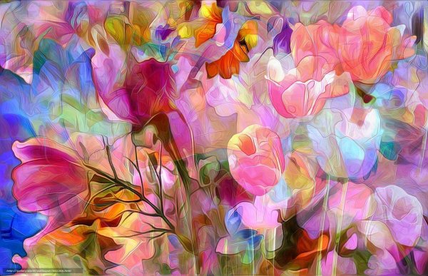 яркие цветы живопись