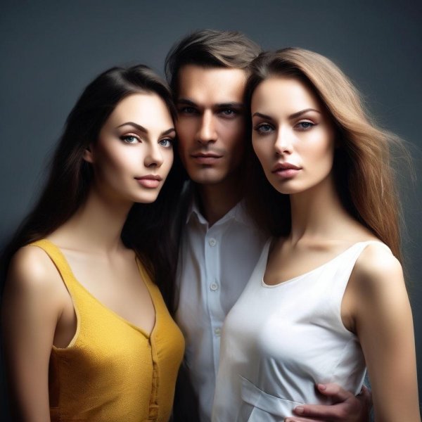 Два мужчины и женщина