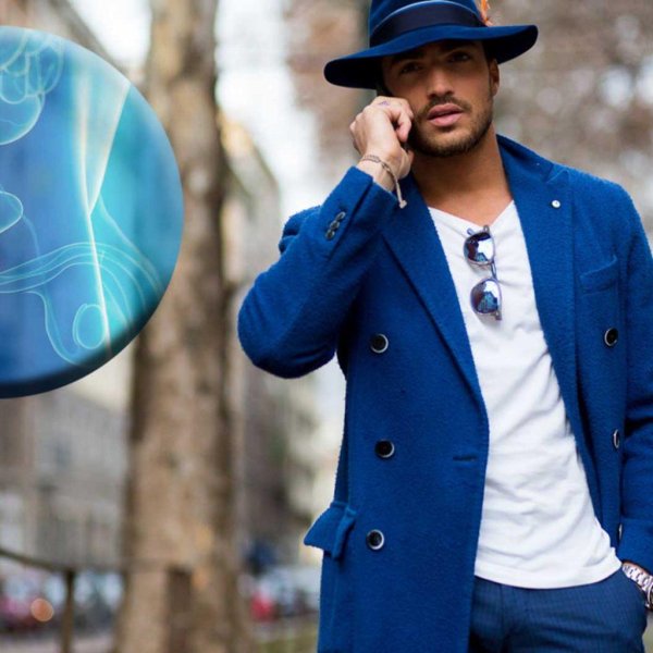 синее пальто мужское