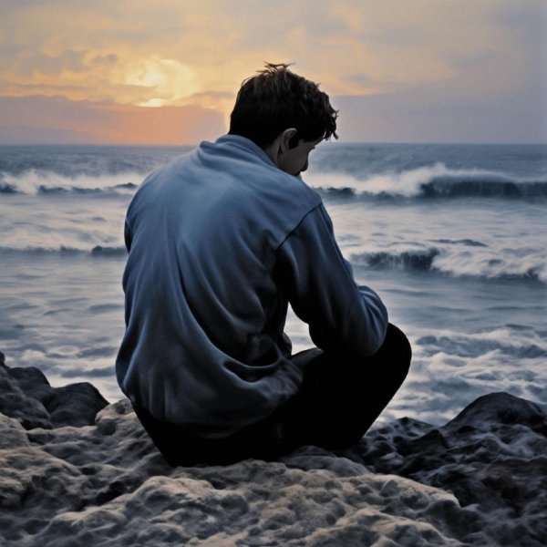 парень сидит спиной