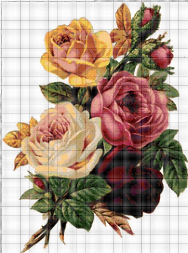 схемы вышивки крестом розы