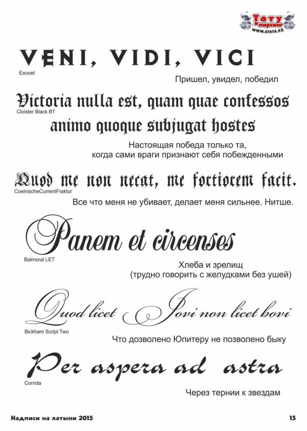 татуировки надпись на латинском с переводом смыслом