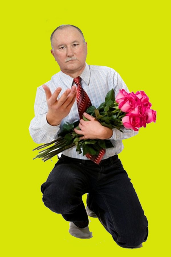 парень с букетом цветов