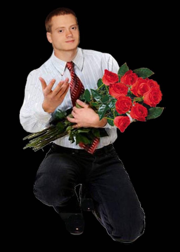парень с букетом