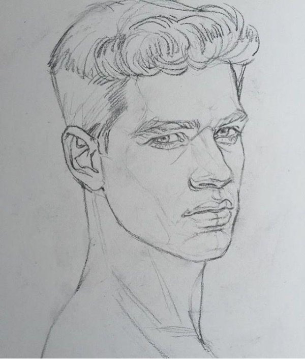 мужское лицо карандашом
