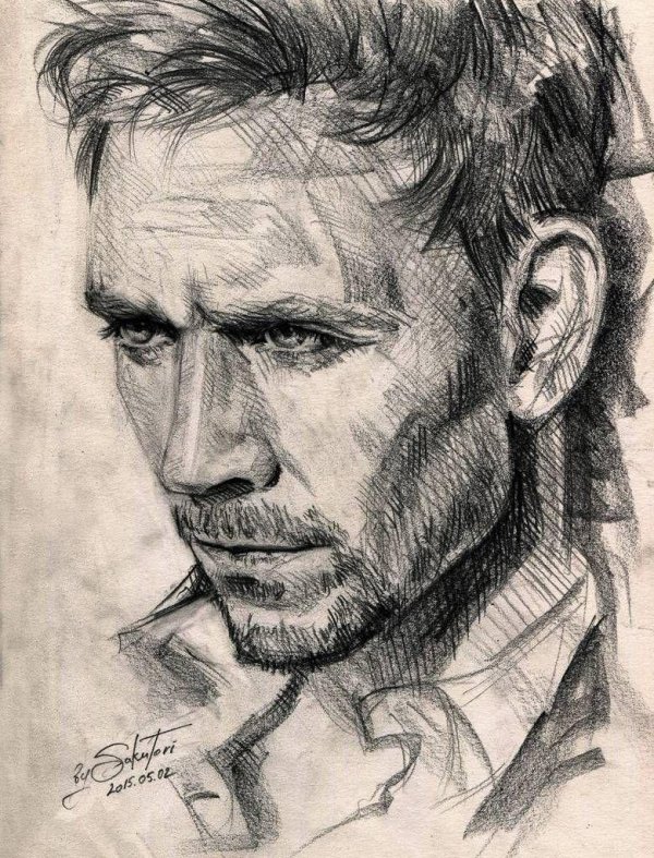 мужской портрет графика