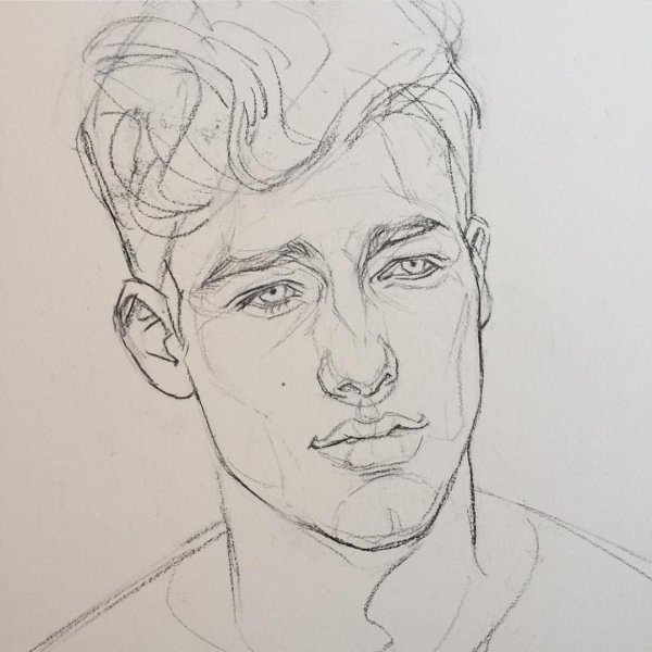 мужское лицо карандашом