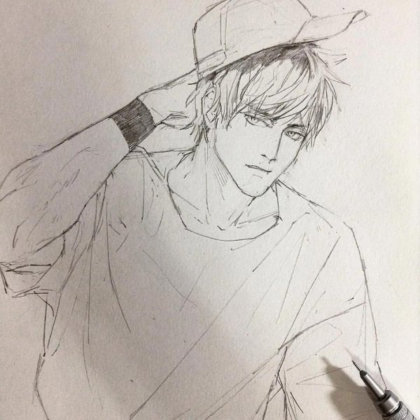 наброски аниме парней