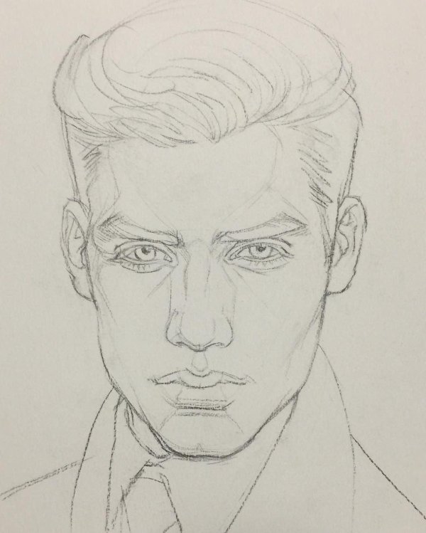 мужской портрет карандашом