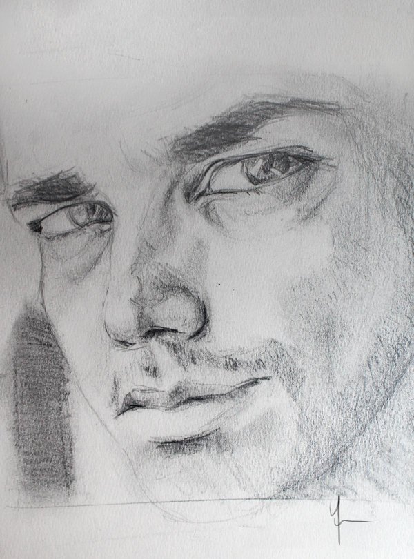 мужское лицо карандашом