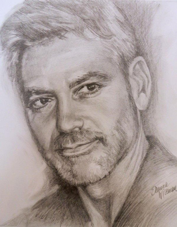 джордж клуни портрет карандашом