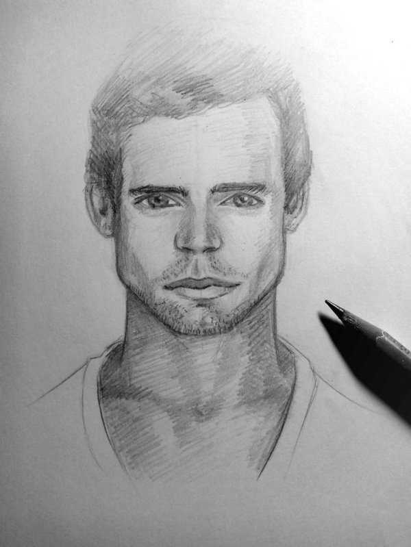 мужское лицо карандашом