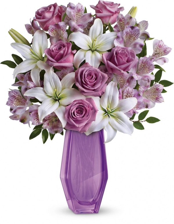 букет сиреневых лилий