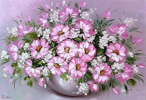 цветок маслом