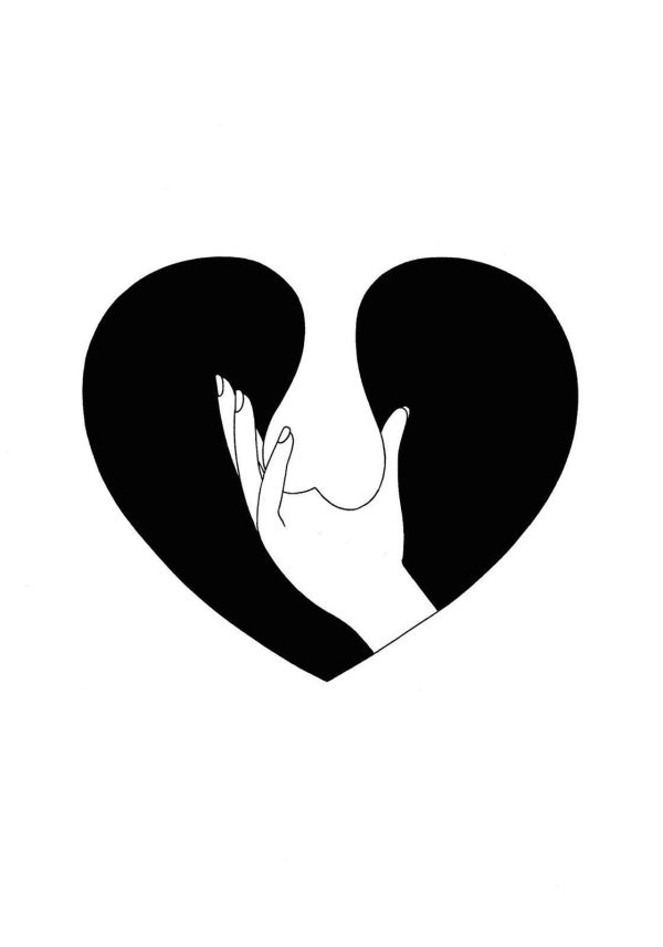 черно белая валентинка