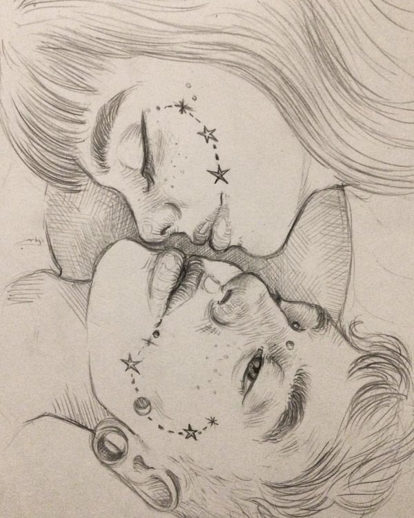 зарисовки поцелуй