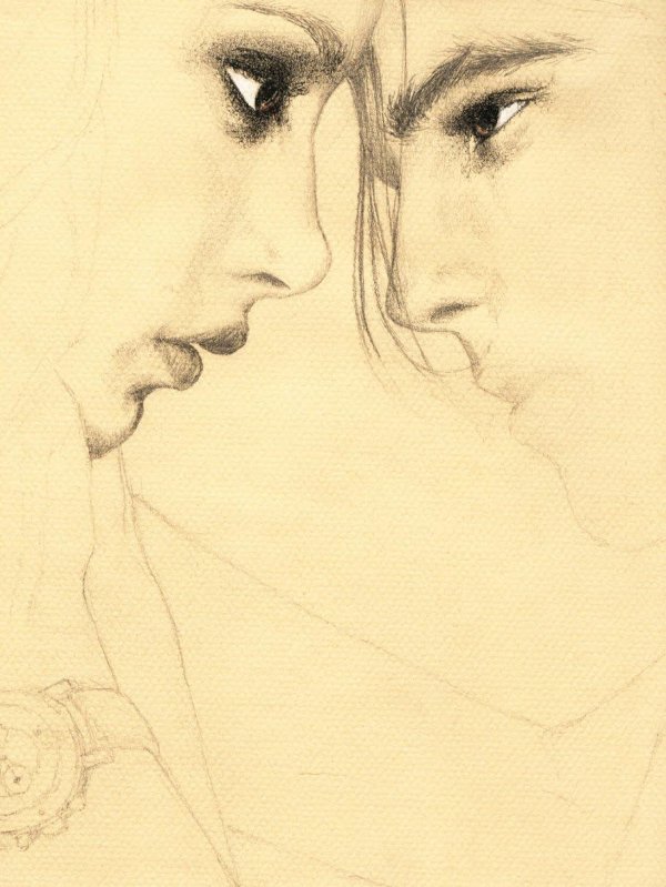 Мужчины с женщиной карандашом