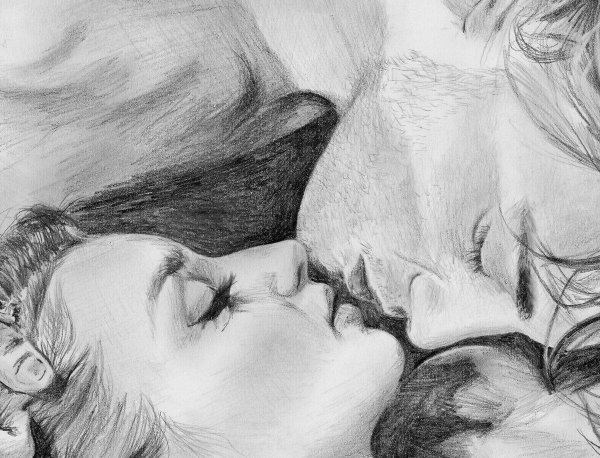 страстный поцелуй рисунок