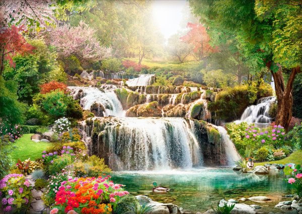 природа с водопадом