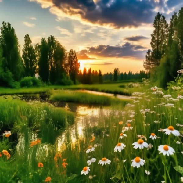 поле ромашек