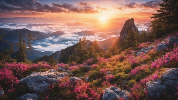 рассвет горы