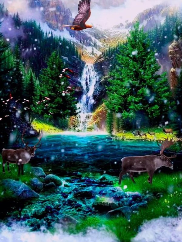 картины водопад