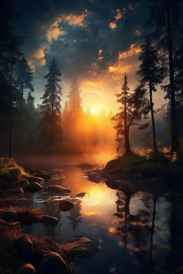 лес на закате