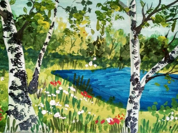 березовая роща рисование