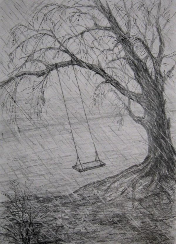 пейзажи карандашом