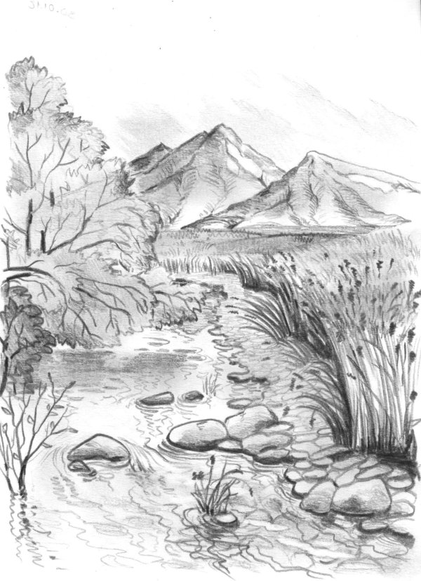 рисунок для срисовки природа