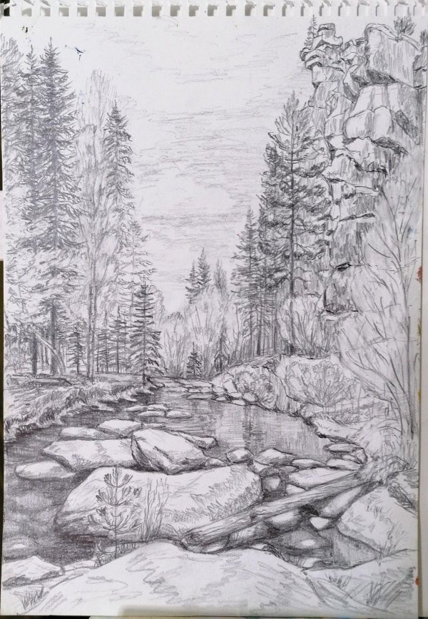 рисунок пейзажа карандашом