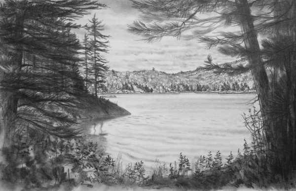 телецкое озеро рисунок карандашом