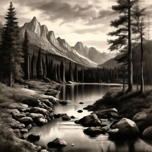 природа карандашом