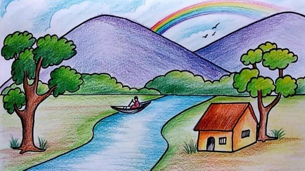 река рисунки легкие