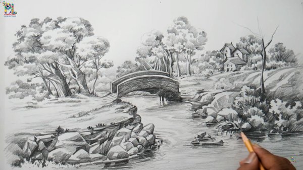 графический пейзаж карандашом