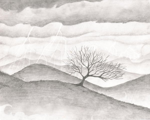 пейзаж в графике легкий