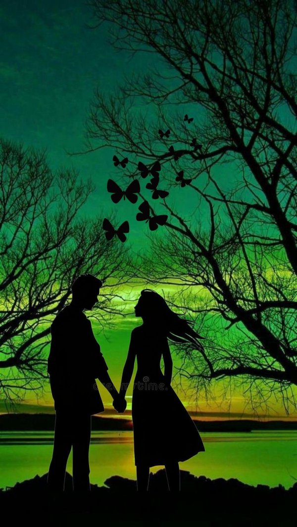 силуэты влюбленных