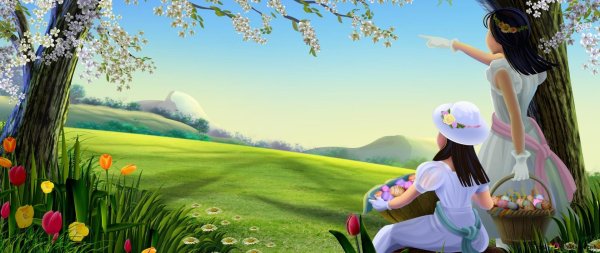 сказочная поляна с цветами