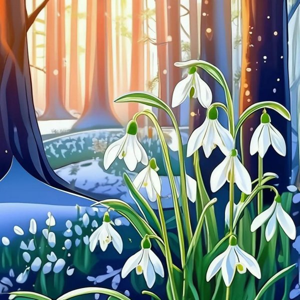 подснежники рисунки