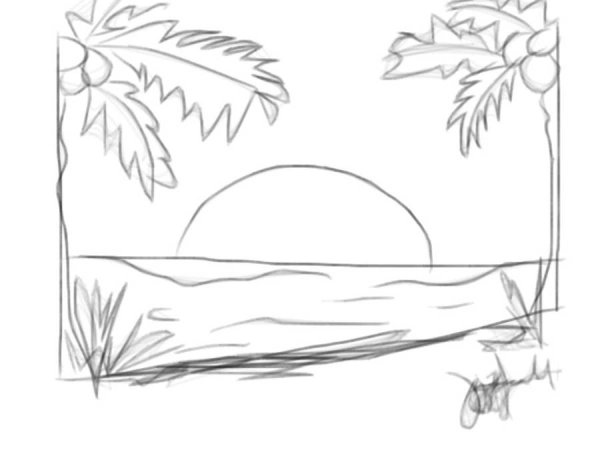 рисунок лета карандашом