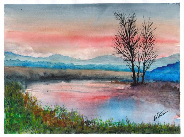 легкие пейзажи акварелью