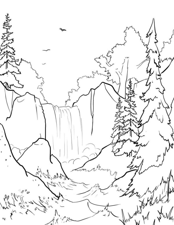 водопад раскраска