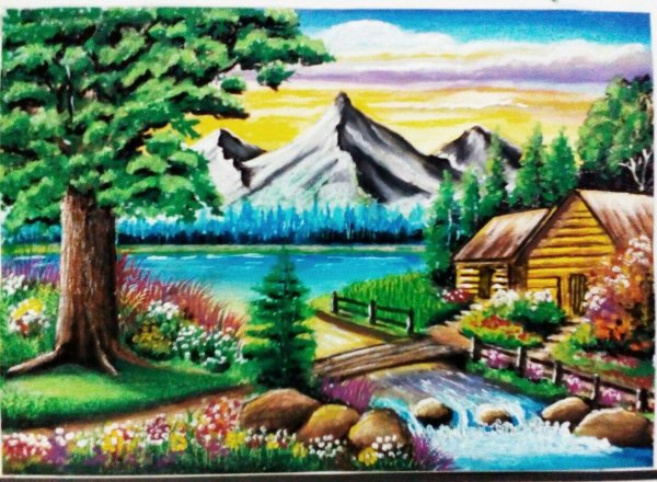пейзажи цветными карандашами