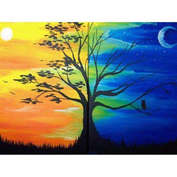 дерево день ночь акрил