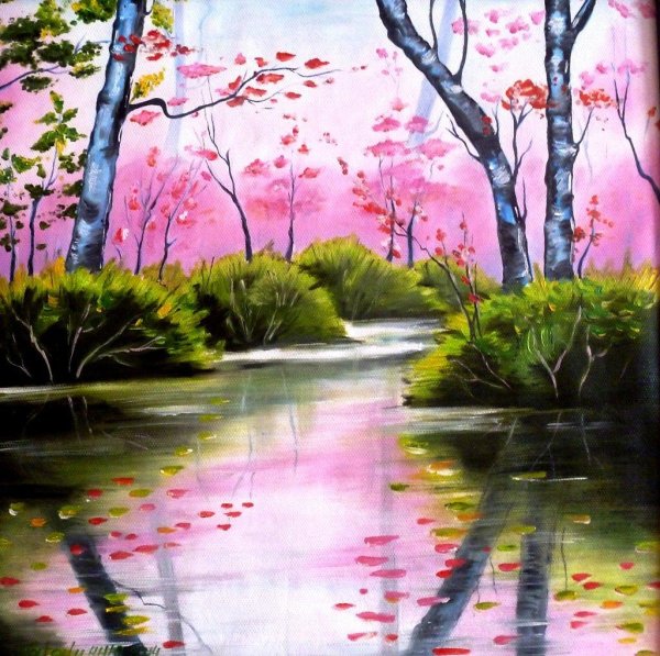 пейзажи красками