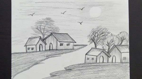 пейзажи карандашом