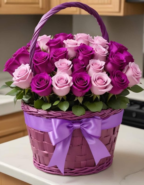 розы в корзине